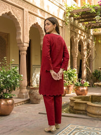 Crimson Scallop Lawn Suit – Ready-to-Wear 2 Piece Set