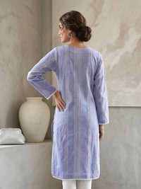 Lavender Blue Printed Lawn Kurti – Elegant 1 Piece