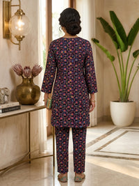 Midnight Pop Floral Lawn Suit – Ready-to-Wear 2 Piece Set