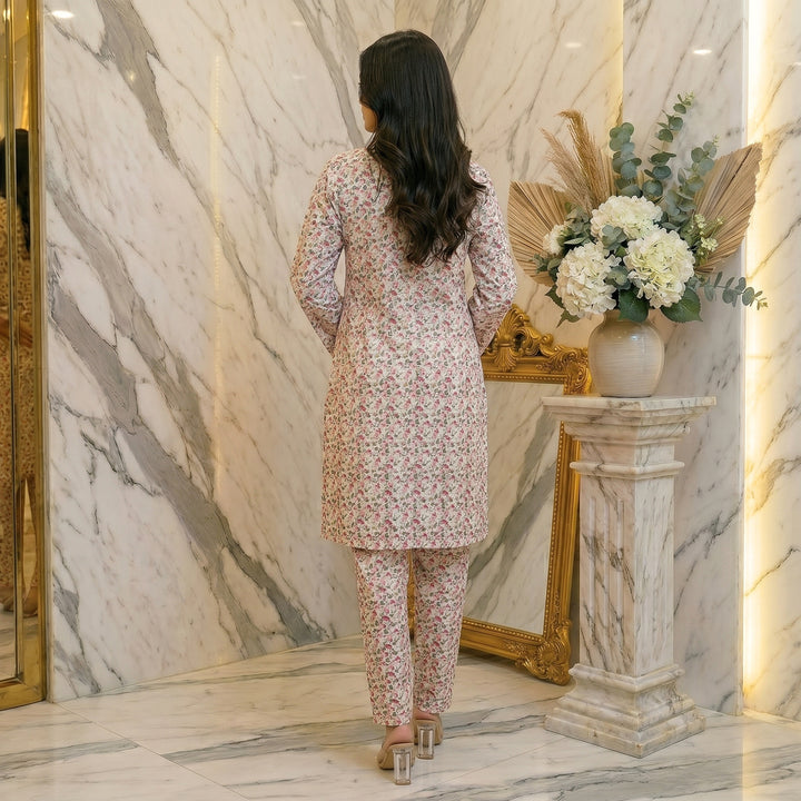 White Petal Confetti Lawn Suit – Ready-to-Wear 2 Piece Set