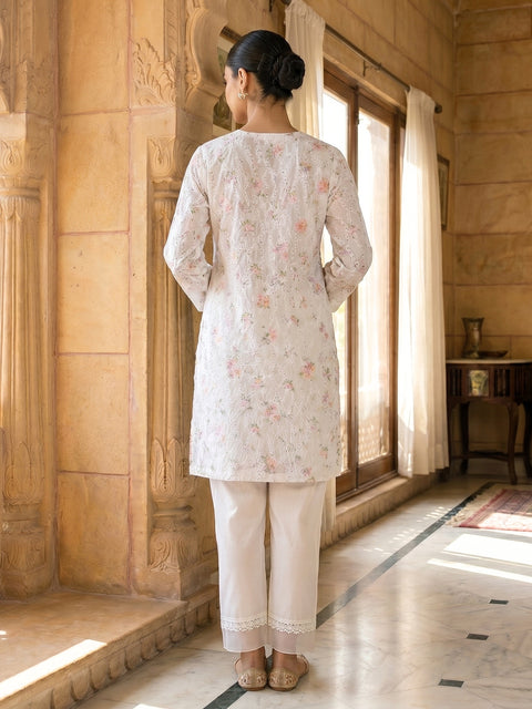 Ivory Garden Lace Lawn Suit – 2 Piece Ready-to-Wear